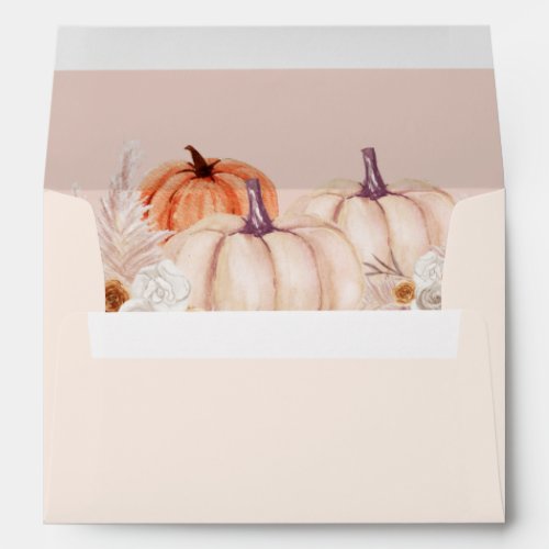 Boho Terracotta Pampas Pumpkins Fall Wedding Envelope