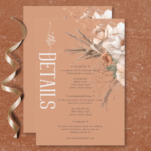Boho Terracotta Peach & Cream Floral Details Enclosure Card (Boho Terracotta Peach & Cream Floral Details Enclosure Card)
