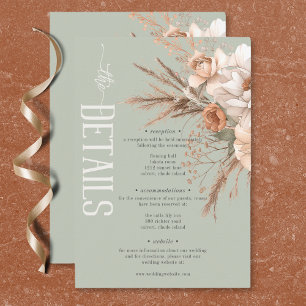 Boho Terracotta Peach & Cream Floral Green Details Enclosure Card