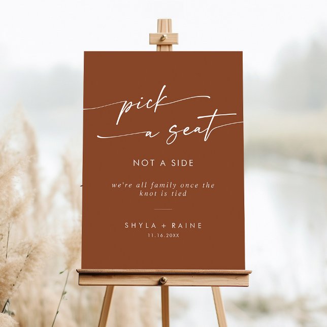Boho Terracotta Pick A Seat Not Side Wedding Sign (Creator Uploaded)