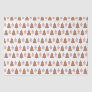 Boho Terracotta Pink White Christmas Trees Holiday Tissue Paper