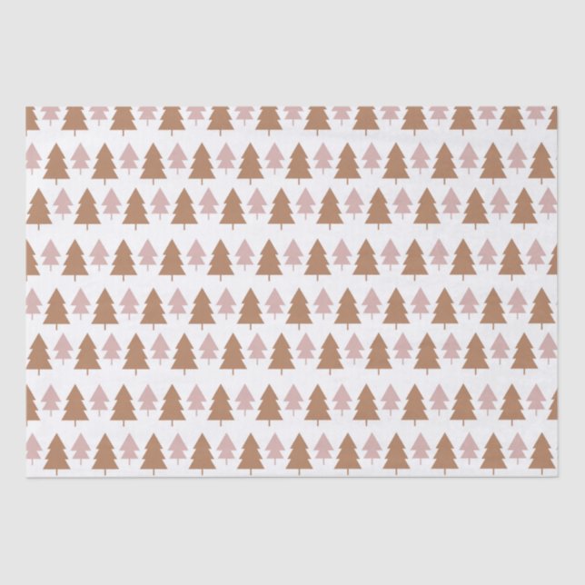 Boho Terracotta Pink White Christmas Trees Holiday Tissue Paper (Front)