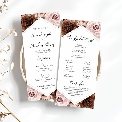 Boho Terracotta Printable Wedding Ceremony Program