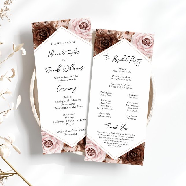 Boho Terracotta Printable Wedding Ceremony Program (Creator Uploaded)
