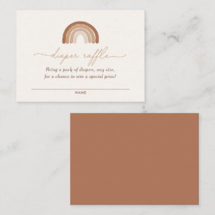 Boho Terracotta Rainbow Baby Shower Diaper Raffle Enclosure Card