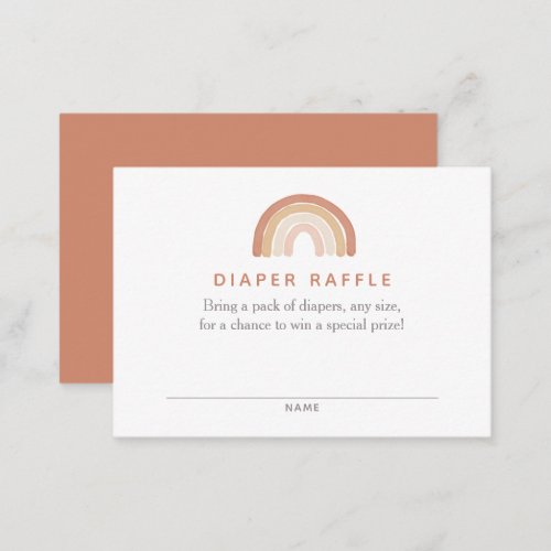 Boho Terracotta Rainbow Baby Shower Diaper Raffle Enclosure Card