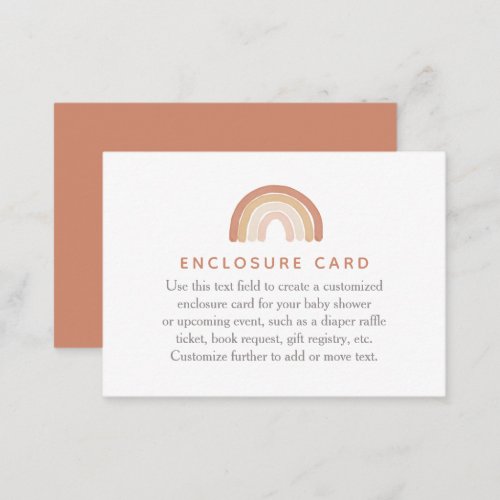 Boho Terracotta Rainbow Baby Shower Enclosure Card