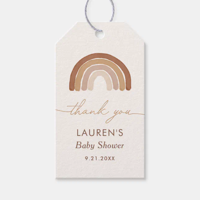 Boho Terracotta Rainbow Baby Shower Gift Tags | Zazzle