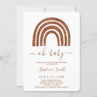 Boho Terracotta Rainbow Baby Shower Invitation