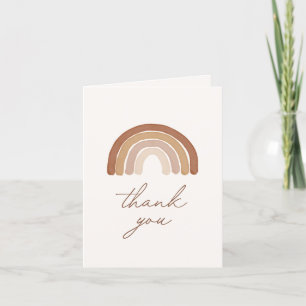 Boho Terracotta Rainbow Baby Shower Letterpress Thank You Card