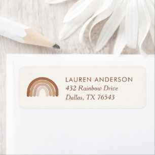 Boho Terracotta Rainbow Baby Shower Return Address Label