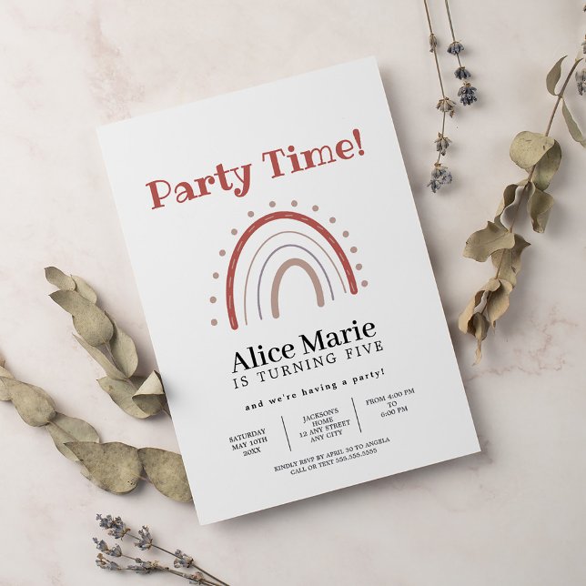 Boho Terracotta Rainbow Birthday Invitation (Creator Uploaded)