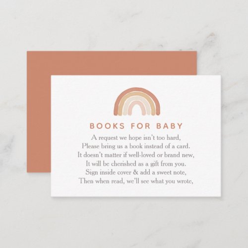 Boho Terracotta Rainbow Books for Baby Enclosure Card
