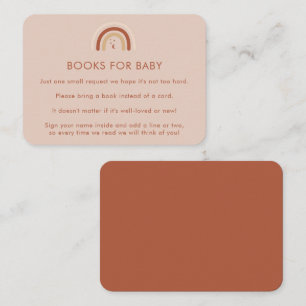 Boho Terracotta Rainbow Moon Books for Baby Shower Enclosure Card