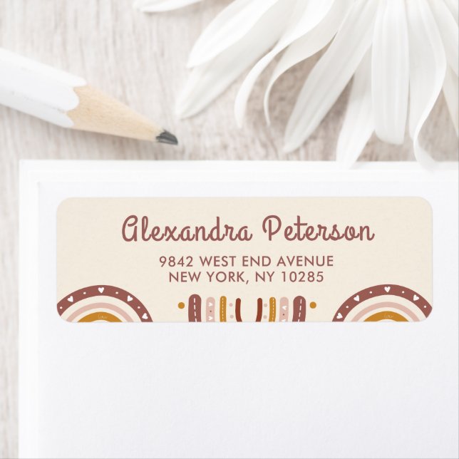 Boho Terracotta Rainbow Return Label (Insitu)