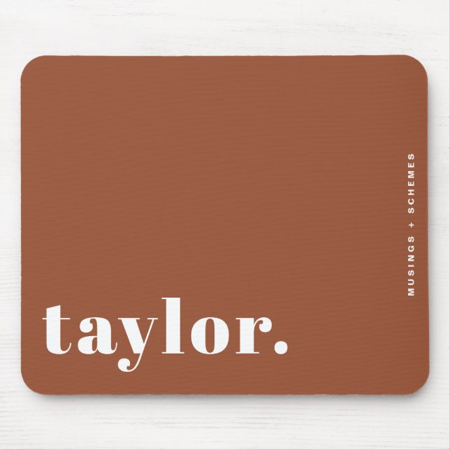 Boho Terracotta Retro Typography Personalized Mouse Pad (Front)