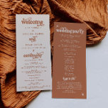 Boho Terracotta Retro Wedding Program<br><div class="desc">This is a retro themed wedding ceremony program. Edit most* wording and colors on this retro wedding invite to make it fit your event theme personal style! (the words "welcome, and, ceremony, wedding party, and thank you" are not editable, but you can change the colors of it!) // For matching...</div>