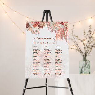 Boho Terracotta Rose Pampas Grass Floral Wedding Foam Board
