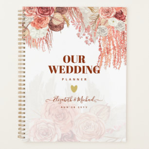 Boho Terracotta Rose Pampas Grass Floral Wedding Planner