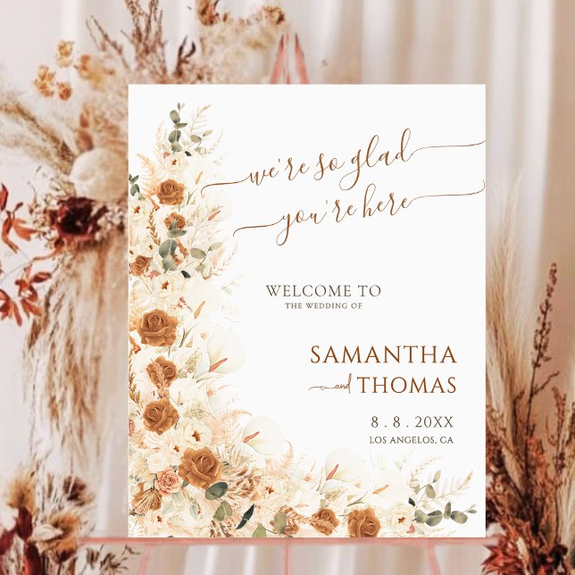 Boho Terracotta Rose Pampas Wedding Welcome Sign (Creator Uploaded)
