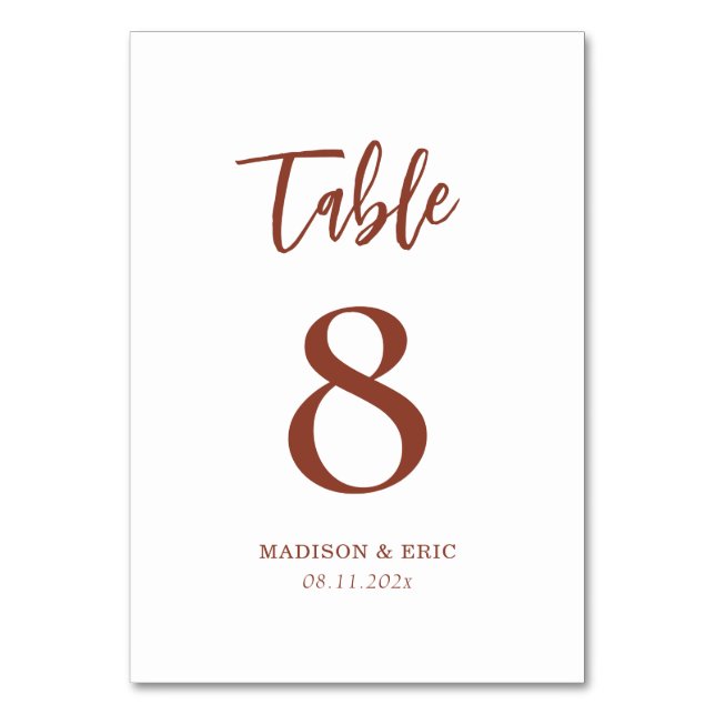 boho terracotta rust table number (Front)
