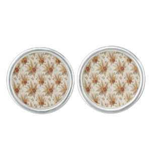 Boho Terracotta Rustic Botanical Cufflinks