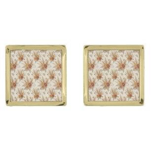 Boho Terracotta Rustic Botanical Cufflinks