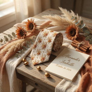 Boho Terracotta Rustic Botanical Neck Tie