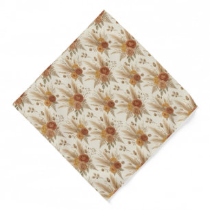 Boho Terracotta Rustic Botanical Pocket Square Bandana