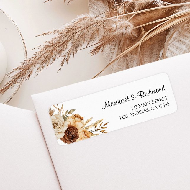 Boho Terracotta Rustic Floral Wedding Address Label (Creator Uploaded)