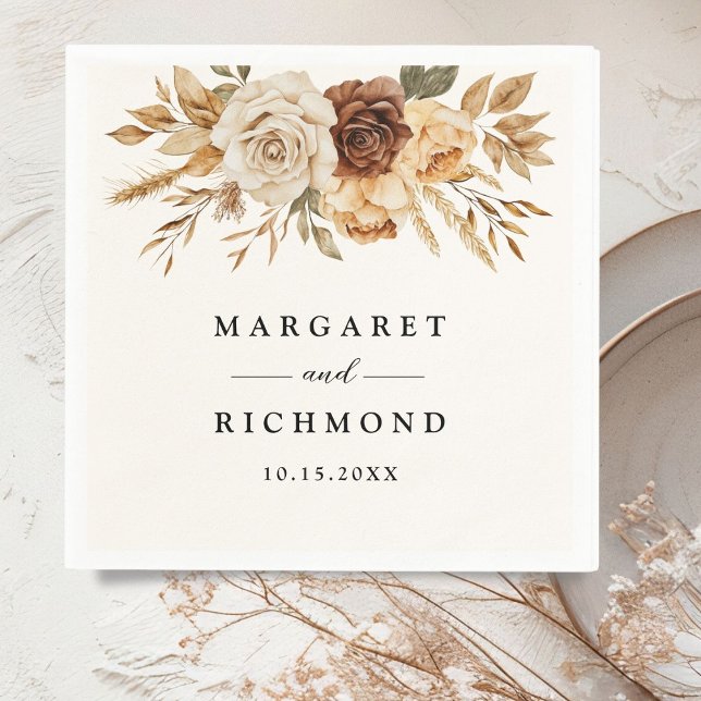 Boho Terracotta Rustic Floral Wedding Napkins (Creator Uploaded)