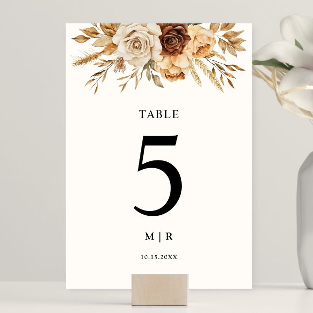 Boho Terracotta Rustic Floral Wedding Wedding Table Number (Creator Uploaded)
