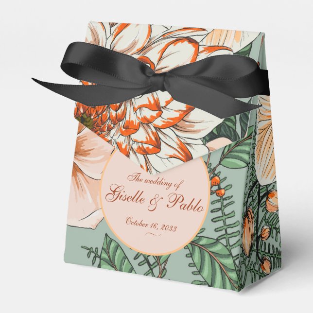 Boho Terracotta Sage Fall Floral Wedding  Favor Boxes (Front Side)
