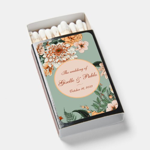 Boho Terracotta Sage Fall Floral Wedding Matchboxes