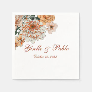 Boho Terracotta Sage Fall Floral Wedding Napkins