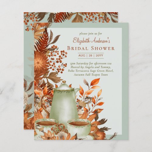 Boho Terracotta Sage Tea Party Baby Bridal Shower