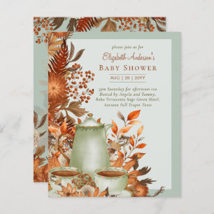 Boho Terracotta Sage Tea Party Baby Bridal Shower