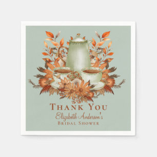 Boho Terracotta Sage Tea Party Dining Tableware Napkins