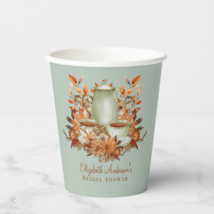 Boho Terracotta Sage Tea Party Dining Tableware Paper Cups