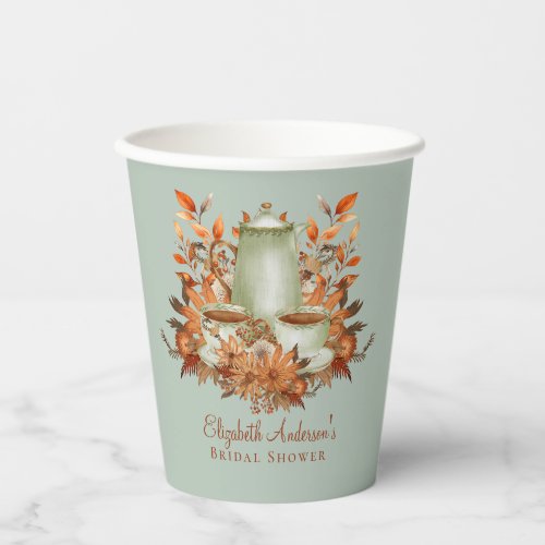 Boho Terracotta Sage Tea Party Dining Tableware Paper Cups