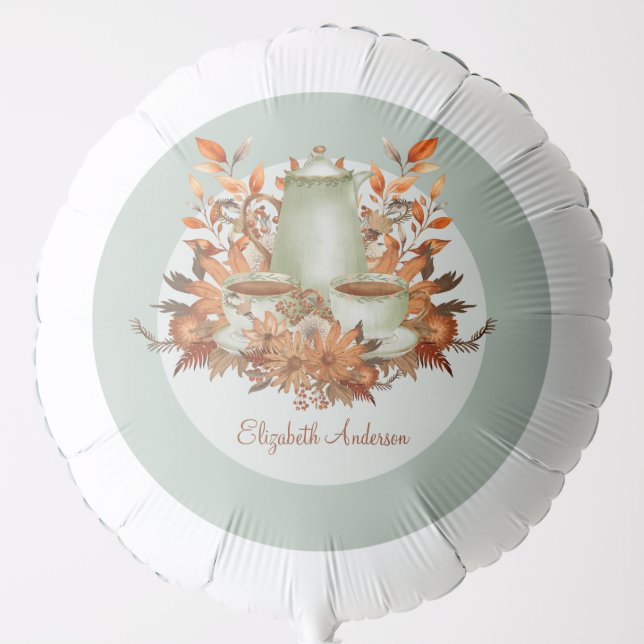 Boho Terracotta Sage Tea Party Floral ANY EVENT Balloon (Front)