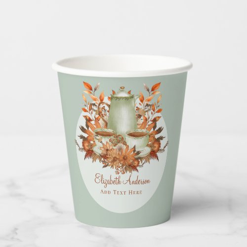 Boho Terracotta Sage Tea Party Floral ANY EVENT Paper Cups