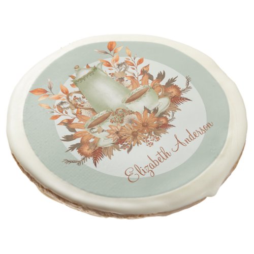 Boho Terracotta Sage Tea Party Floral ANY EVENT Sugar Cookie