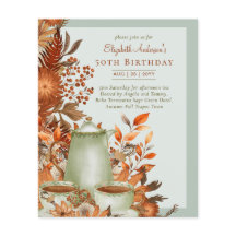Boho Terracotta Sage Tea Party Floral Birthday