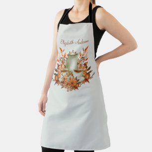 Boho Terracotta Sage Tea Party FloralTea Shop Cafe Apron