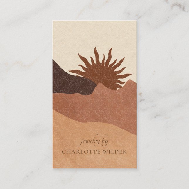 Boho Terracotta Sand Abstract Handmade Jewelry Bus Business Card (Front)