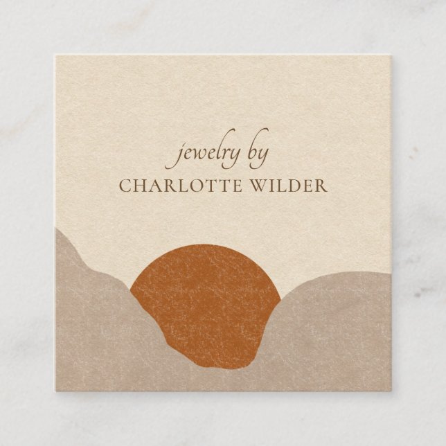 Boho Terracotta Sand Abstract Handmade Jewelry Bus Square Business Card (Front)