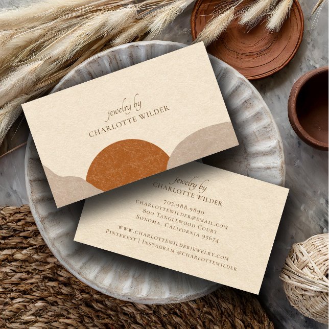 Boho Terracotta Sand Abstract Handmade Jewelry Business Card (Creator Uploaded)