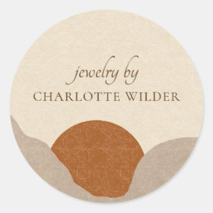 Boho Terracotta Sand Abstract Handmade Jewelry Classic Round Sticker