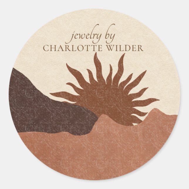 Boho Terracotta Sand Abstract Handmade Jewelry  Classic Round Sticker (Front)